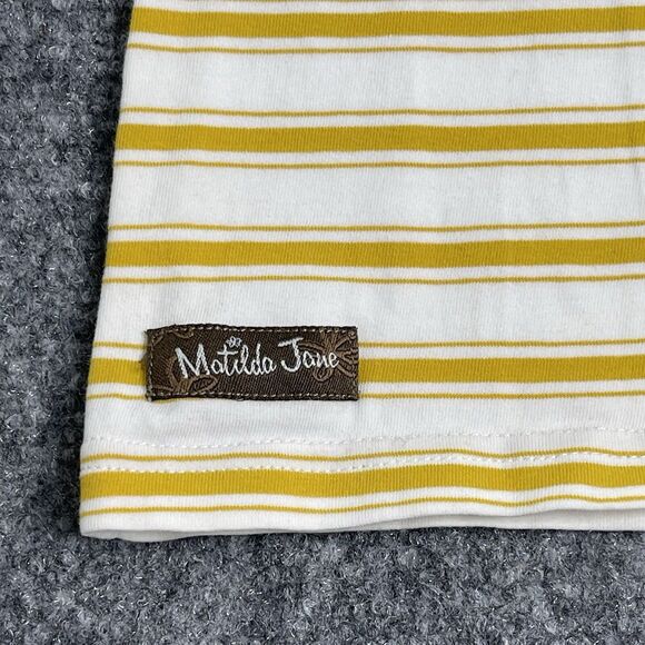 Matilda Jane Its a Wonderful Parade Sunny Top Size XL Yellow Striped 3/4 Sleeve - Picture 6 of 8